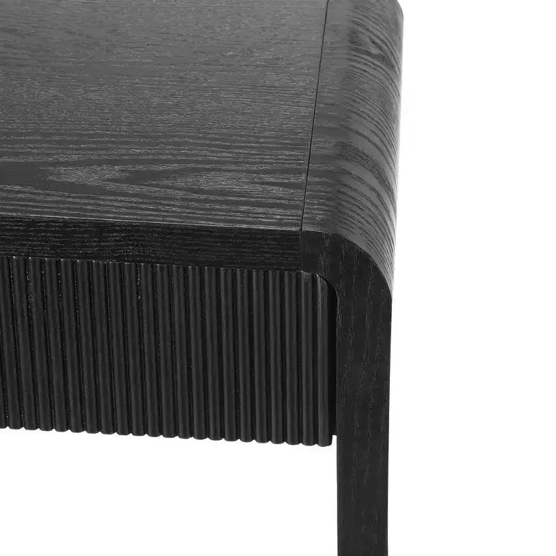 Consolle da ingresso moderna, Tavolo elegante da corridoio, Tavolino da divano sottile con 3 cassetti, doghe verticali, bordo arrotondato