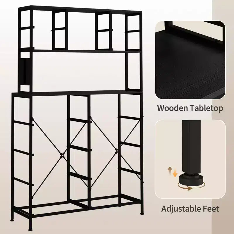Comò per camera da letto, cassettiera in tessuto con ripiani aperti, piano in legno, organizer con struttura in metallo