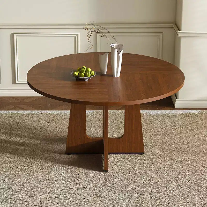Tavolo da pranzo rotondo per 4 persone, tavolo da cucina in stile rustico, tavolo circolare in MDF con finitura effetto legno, capacità di carico di 136 kg per sala da pranzo, cucina, soggiorno