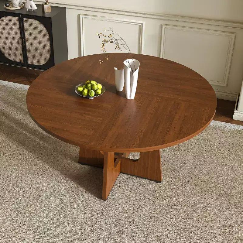 Tavolo da pranzo rotondo per 4 persone, tavolo da cucina in stile rustico, tavolo circolare in MDF con finitura effetto legno, capacità di carico di 136 kg per sala da pranzo, cucina, soggiorno