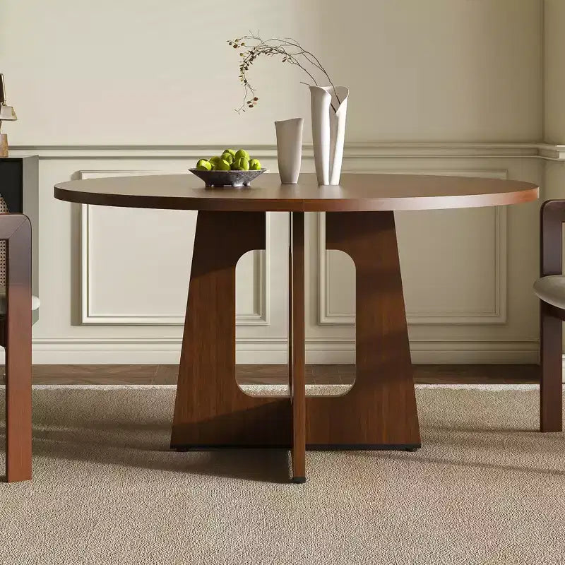 Tavolo da pranzo rotondo per 4 persone, tavolo da cucina in stile rustico, tavolo circolare in MDF con finitura effetto legno, capacità di carico di 136 kg per sala da pranzo, cucina, soggiorno
