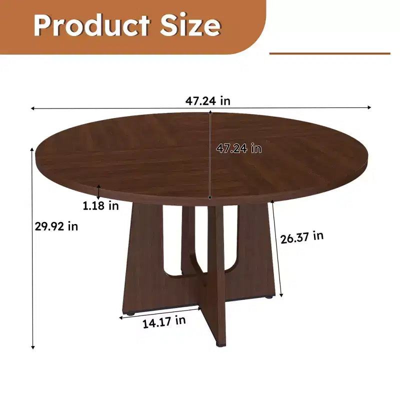 Tavolo da pranzo rotondo per 4 persone, tavolo da cucina in stile rustico, tavolo circolare in MDF con finitura effetto legno, capacità di carico di 136 kg per sala da pranzo, cucina, soggiorno