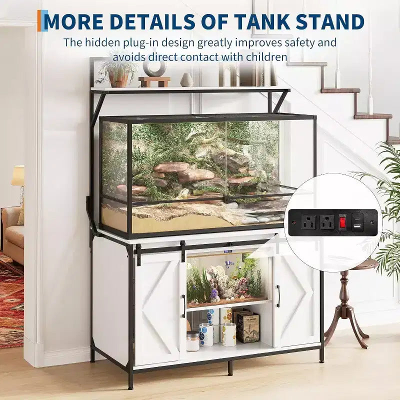Supporto per acquario e terrario per un massimo di 450 litri, con piano da 122x61 cm, presa di corrente integrata, ideale per draghi barbuti, tartarughe e pesci