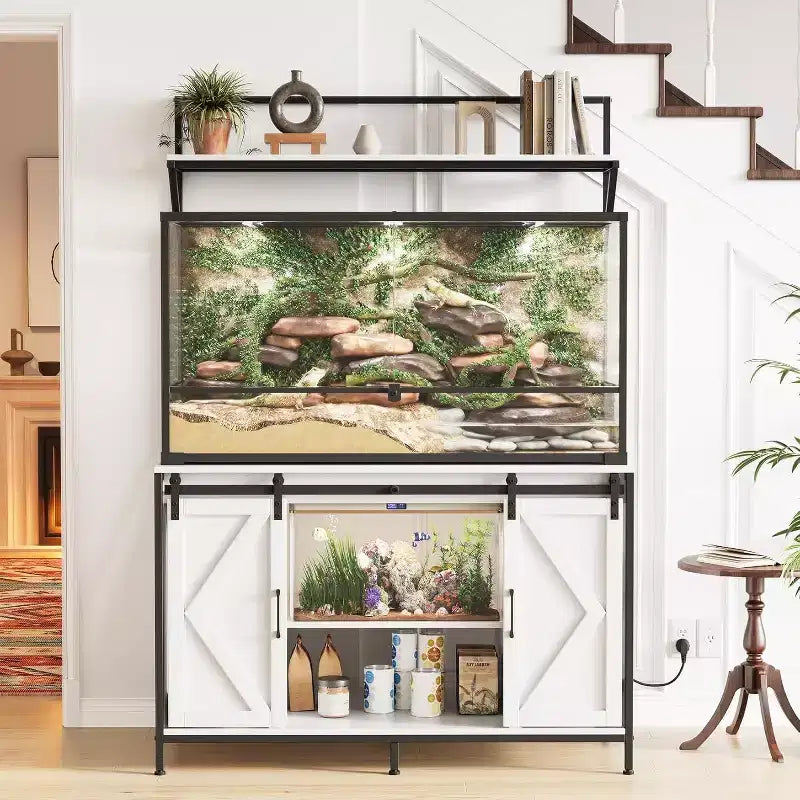 Supporto per acquario e terrario per un massimo di 450 litri, con piano da 122x61 cm, presa di corrente integrata, ideale per draghi barbuti, tartarughe e pesci