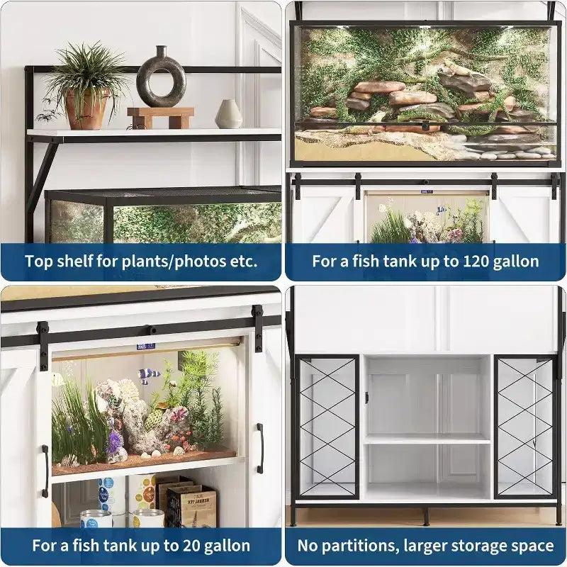 Supporto per acquario e terrario per un massimo di 450 litri, con piano da 122x61 cm, presa di corrente integrata, ideale per draghi barbuti, tartarughe e pesci