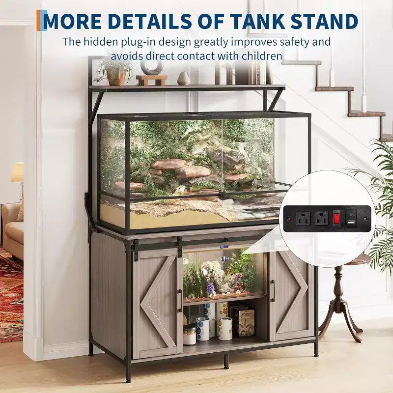Supporto per acquario e terrario per un massimo di 450 litri, con piano da 122x61 cm, presa di corrente integrata, ideale per draghi barbuti, tartarughe e pesci