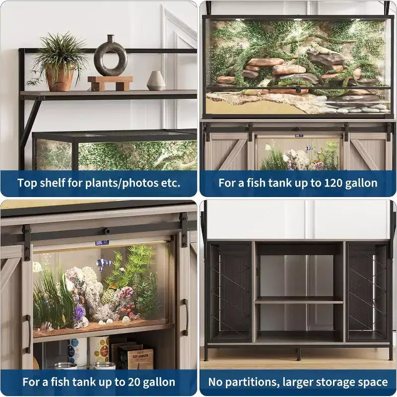 Supporto per acquario e terrario per un massimo di 450 litri, con piano da 122x61 cm, presa di corrente integrata, ideale per draghi barbuti, tartarughe e pesci