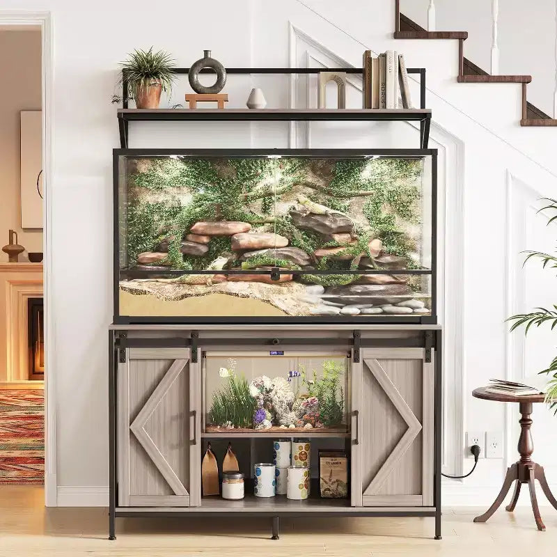Supporto per acquario e terrario per un massimo di 450 litri, con piano da 122x61 cm, presa di corrente integrata, ideale per draghi barbuti, tartarughe e pesci