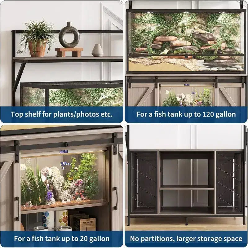 Supporto per acquario e terrario per un massimo di 450 litri, con piano da 122x61 cm, presa di corrente integrata, ideale per draghi barbuti, tartarughe e pesci