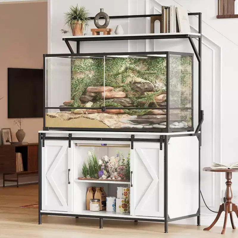 Supporto per acquario e terrario per un massimo di 450 litri, con piano da 122x61 cm, presa di corrente integrata, ideale per draghi barbuti, tartarughe e pesci