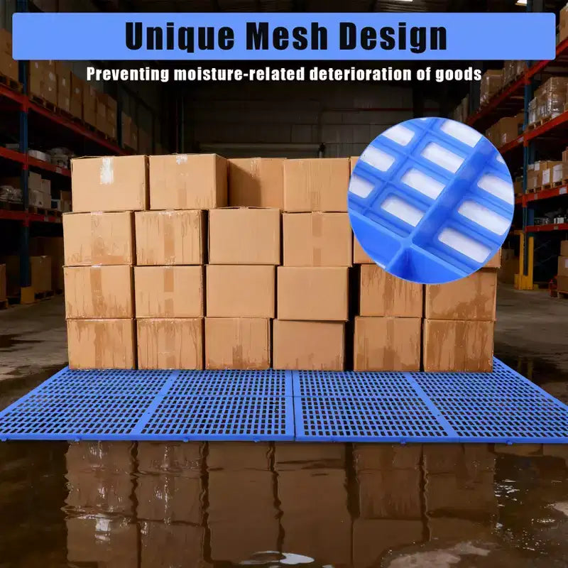 Pedane in plastica per carichi pesanti, basi di stoccaggio resistenti all'umidità e impermeabili, design ad incastro per uso in garage, officina e industria