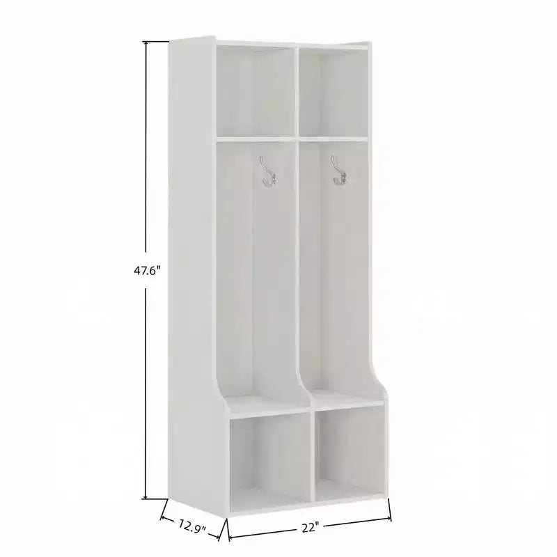 Appendiabiti con 2 sezioni, 4 scomparti e 4 ganci, resistente organizer per bambini per casa, sala studio, asilo nido o scuola materna, facile accesso