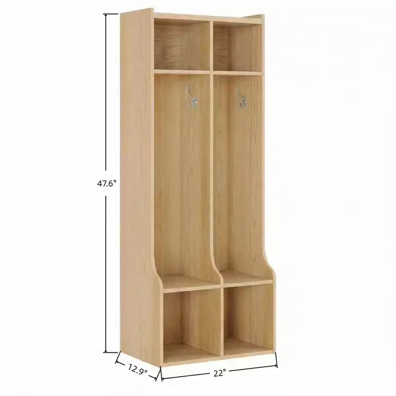 Appendiabiti con 2 sezioni, 4 scomparti e 4 ganci, resistente organizer per bambini per casa, sala studio, asilo nido o scuola materna, facile accesso