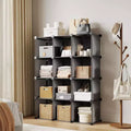Organizer portaoggetti a cubo in PVC, armadietto multifunzionale con design impilabile per casa e ufficio, grigio