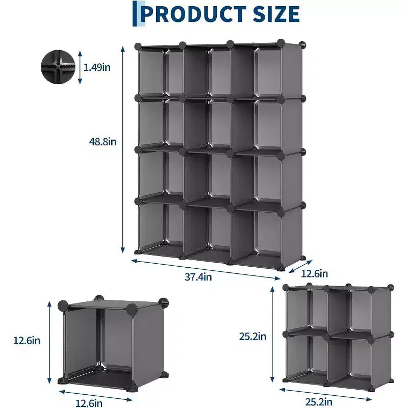 Organizer portaoggetti a cubo in PVC, armadietto multifunzionale con design impilabile per casa e ufficio, grigio
