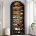 Lantine Shoe Storage Cabinet, 8-Tier Tall Black Shoe Organizer Cabinet, Large Wooden Freestanding Shoe Rack for Closet Entryway