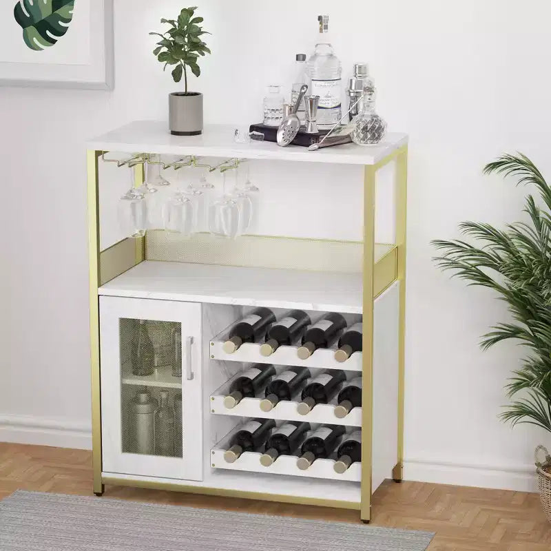 Mobile credenza industriale a 3 ripiani con portabottiglie, ripiani regolabili, portabicchieri, anta in rete, per cucina, soggiorno o sala da pranzo in stile vintage