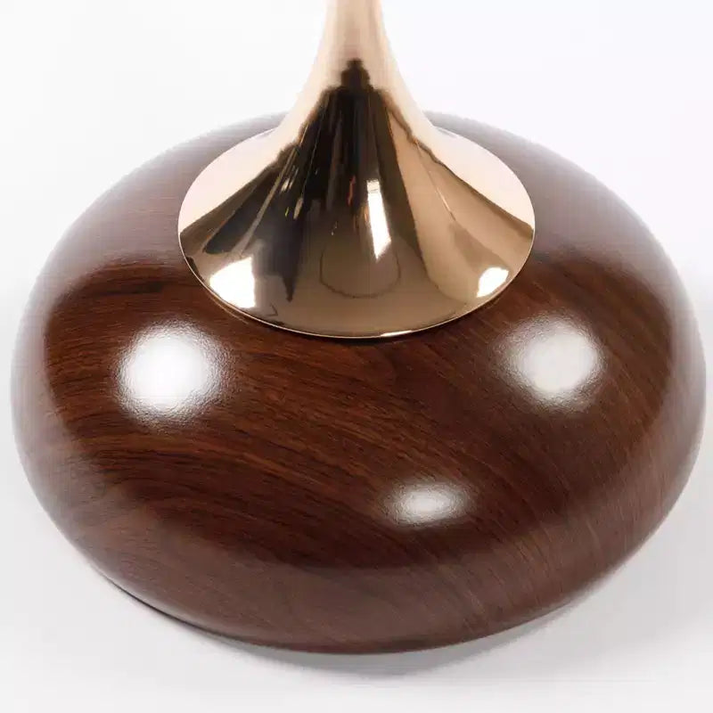 Tavolino rotondo con base a coda di sirena, tavolino d'appoggio in metallo in stile Art Déco, tavolino laterale minimalista a vassoio per piccoli spazi (Marrone Noce)
