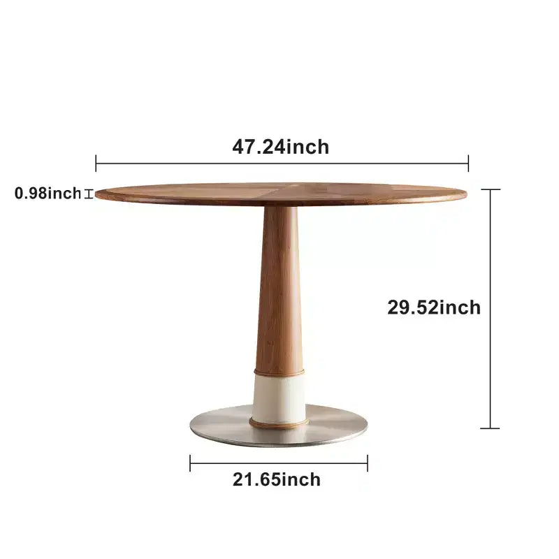 Tavolo da pranzo rotondo, base in acciaio inossidabile, piano in legno, tavolo da cucina a piedistallo per 4 persone, scrivania circolare moderna, Gaoyangjiaju