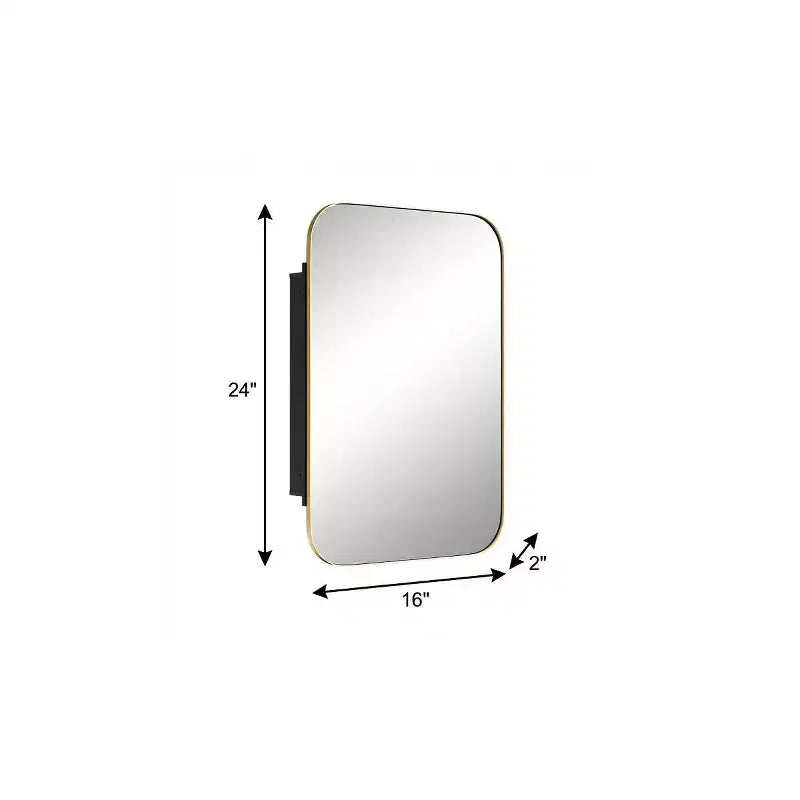 Specchio da bagno con mobile e cornice in metallo dorato