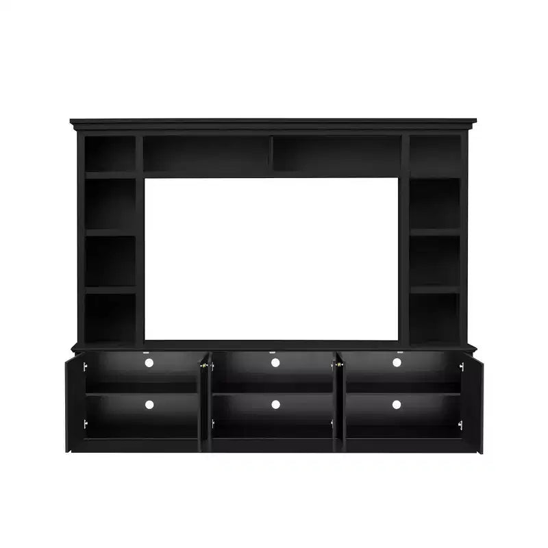 Centro di intrattenimento TV all-in-one per TV da 70", con 3 ripiani regolabili e mobiletto contenitore
