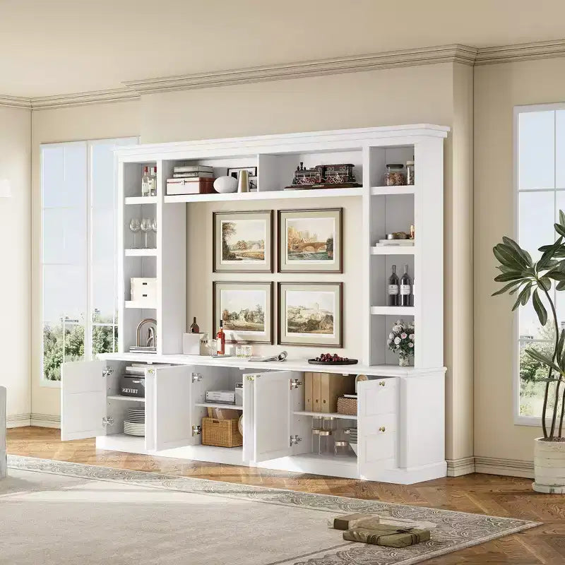 Centro di intrattenimento TV all-in-one per TV da 70", con 3 ripiani regolabili e mobiletto contenitore
