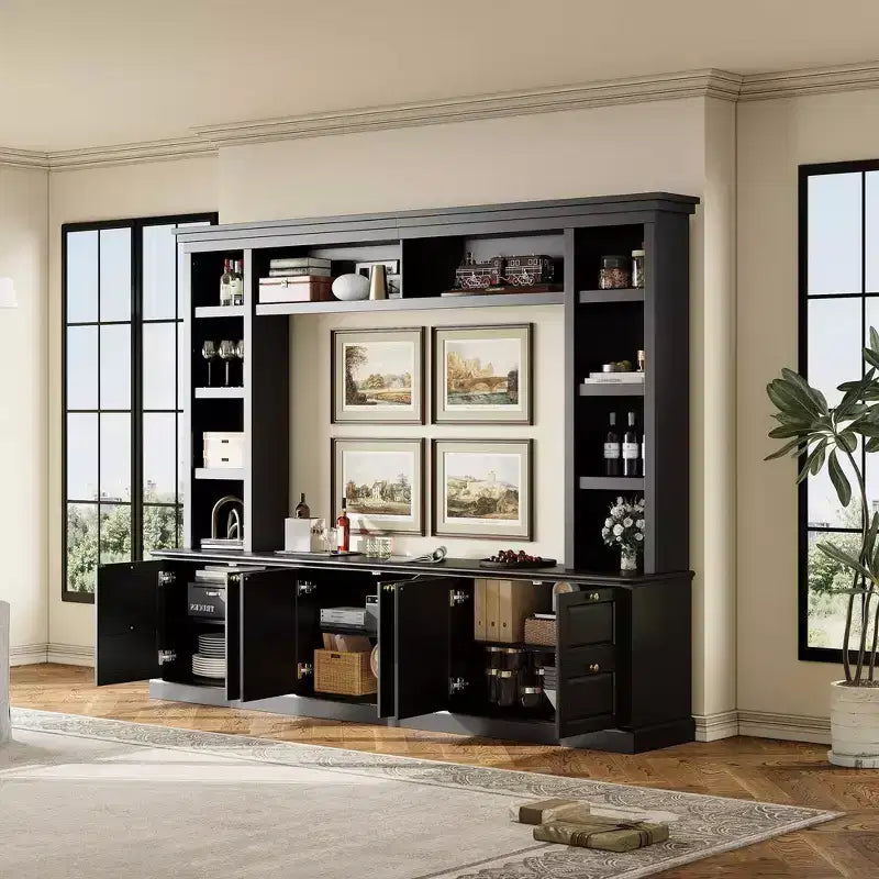 Centro di intrattenimento TV all-in-one per TV da 70", con 3 ripiani regolabili e mobiletto contenitore
