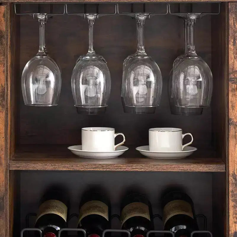 Mobile Bar con Contenitore e Luce, Armadietti Bar per la Casa, Mobile Bar Liquori per la Casa, Mobile Caffè con Portabicchieri