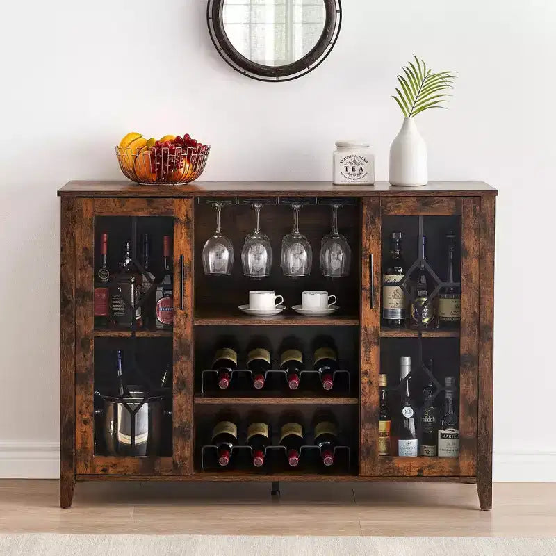 Mobile Bar con Contenitore e Luce, Armadietti Bar per la Casa, Mobile Bar Liquori per la Casa, Mobile Caffè con Portabicchieri