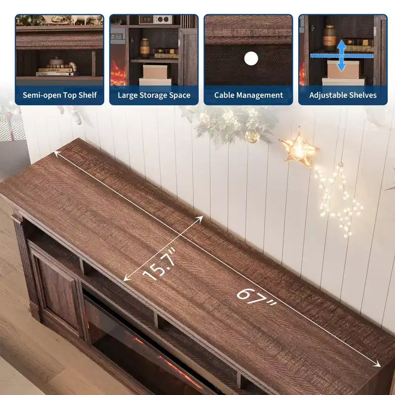 Cassettiera da camera da letto, Comò in tessuto con ripiano in legno, Armadio autoportante