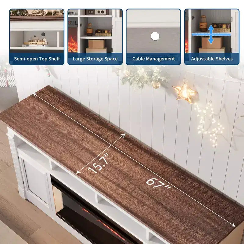 Cassettiera da camera da letto, Comò in tessuto con ripiano in legno, Armadio autoportante