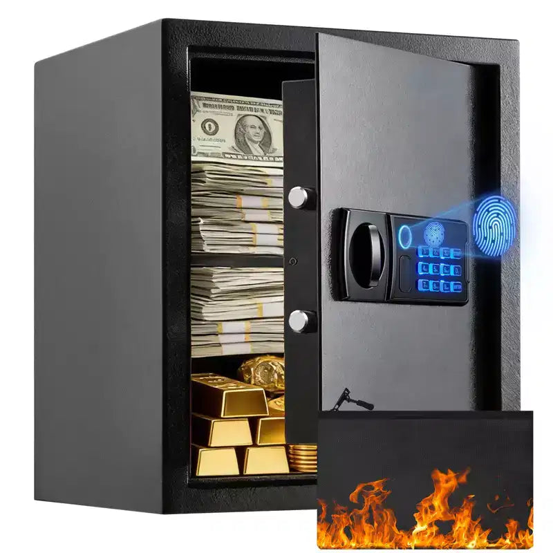 Smart Biometric Safes Fingerprint Lock Box With Combination Lock, Smart Alert System ,Fireproof Bag and Removable Shelf