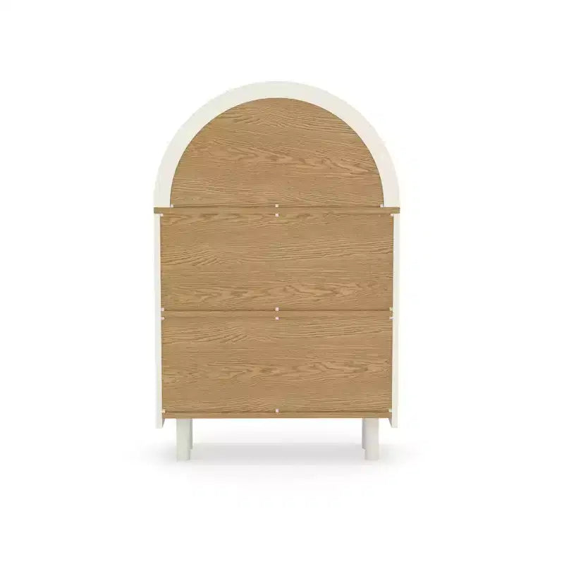 Libreria ad Arco con Armadietto e 3 Ripiani, Scaffale in Legno con Venature per Soggiorno Camera da Letto Bianco