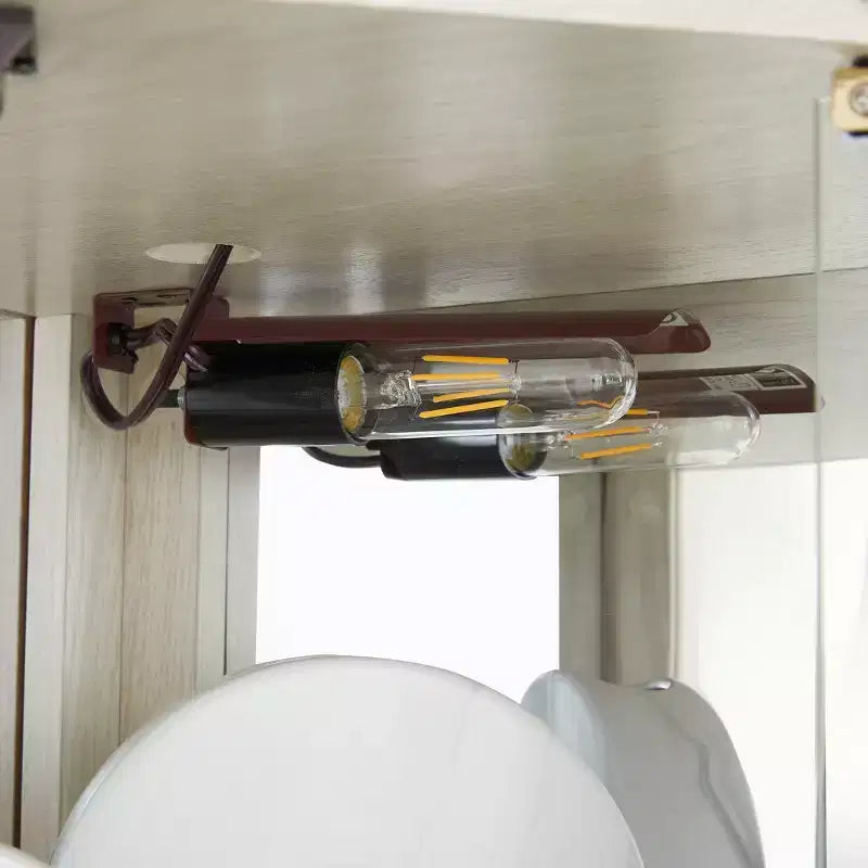 Vetrina ad Angolo in Vetro con Luce, Decorazioni Intagliate e Ripiani Regolabili per Bar o Vini