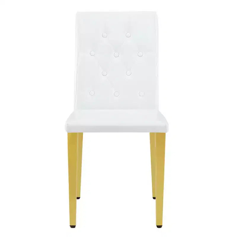 Set di 2 sedie da pranzo moderne con rivestimento in PU e gambe in metallo dorato, sedie lussuose senza braccioli per cucina o sala da pranzo