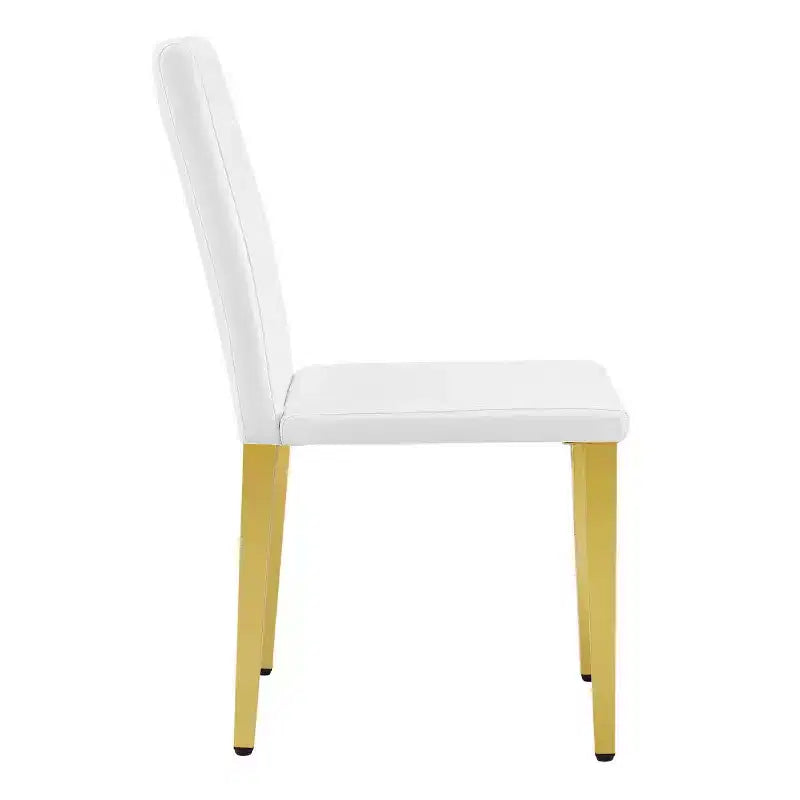 Set di 2 sedie da pranzo moderne con rivestimento in PU e gambe in metallo dorato, sedie lussuose senza braccioli per cucina o sala da pranzo