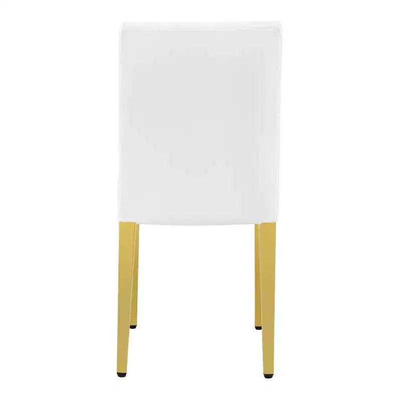 Set di 2 sedie da pranzo moderne con rivestimento in PU e gambe in metallo dorato, sedie lussuose senza braccioli per cucina o sala da pranzo