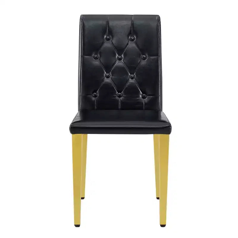 Set di 2 sedie da pranzo moderne con rivestimento in PU e gambe in metallo dorato, sedie lussuose senza braccioli per cucina o sala da pranzo