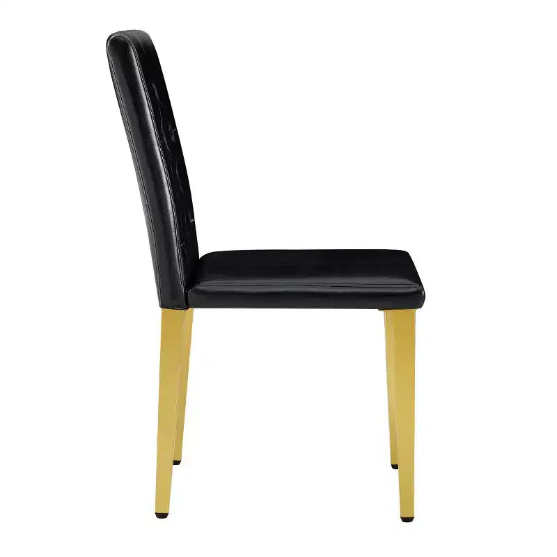 Set di 2 sedie da pranzo moderne con rivestimento in PU e gambe in metallo dorato, sedie lussuose senza braccioli per cucina o sala da pranzo