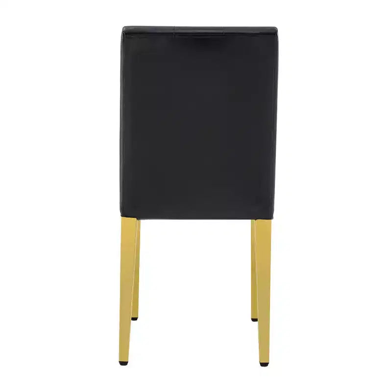 Set di 2 sedie da pranzo moderne con rivestimento in PU e gambe in metallo dorato, sedie lussuose senza braccioli per cucina o sala da pranzo