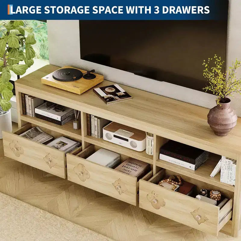 Mobile TV Moderno di Metà Secolo per TV da 85 Pollici - Cassetti Intagliati Maniglie in Cristallo Gestione Cavi Capacità 100 kg Centro Media in MDF