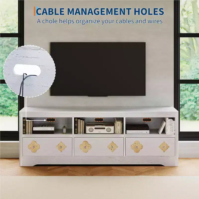 Mobile TV Moderno di Metà Secolo per TV da 85 Pollici - Cassetti Intagliati Maniglie in Cristallo Gestione Cavi Capacità 100 kg Centro Media in MDF