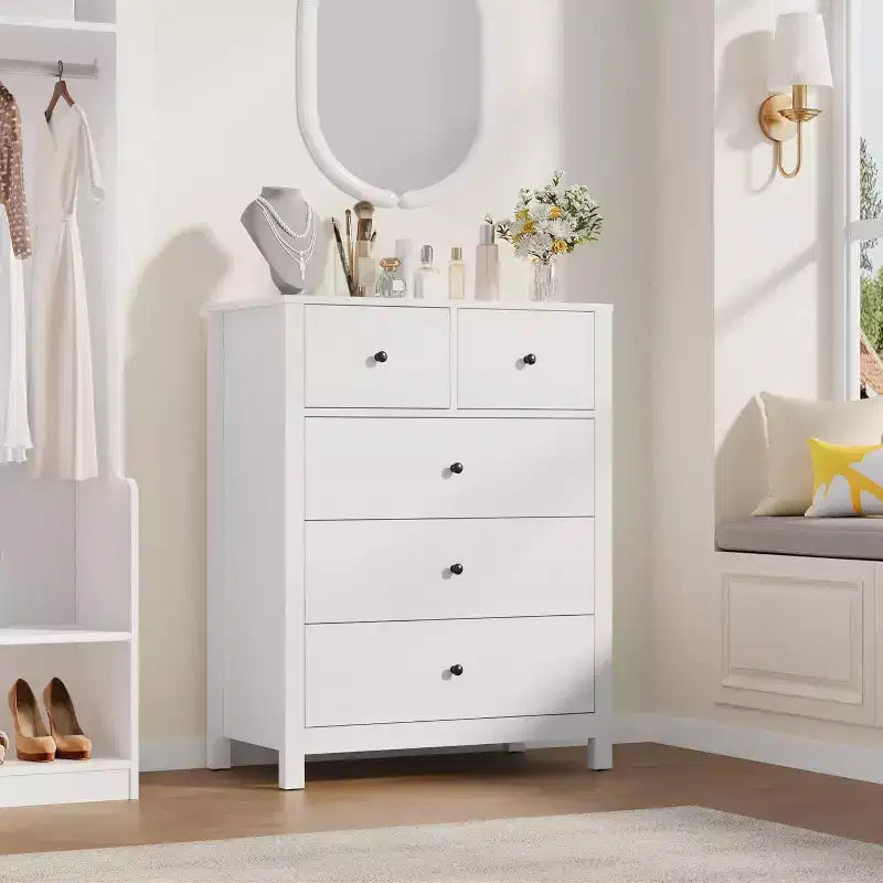Comò in Legno con Finitura Naturale, Cassettiera Moderna per Camera da Letto, Cameretta e Corridoio