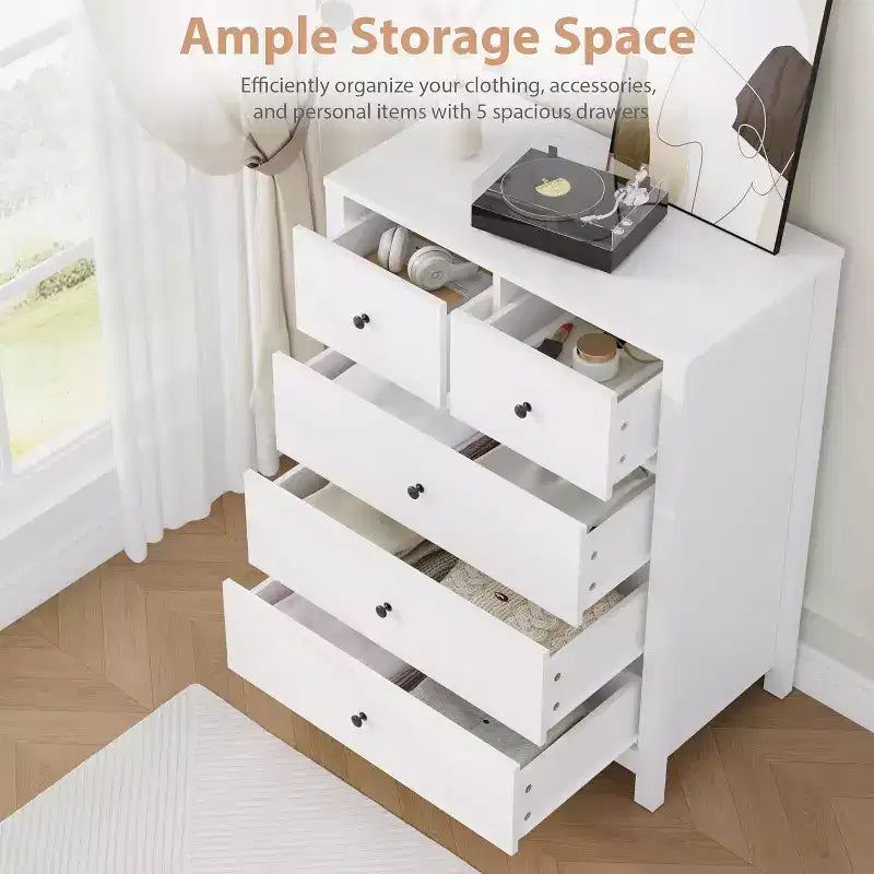 Comò in Legno con Finitura Naturale, Cassettiera Moderna per Camera da Letto, Cameretta e Corridoio