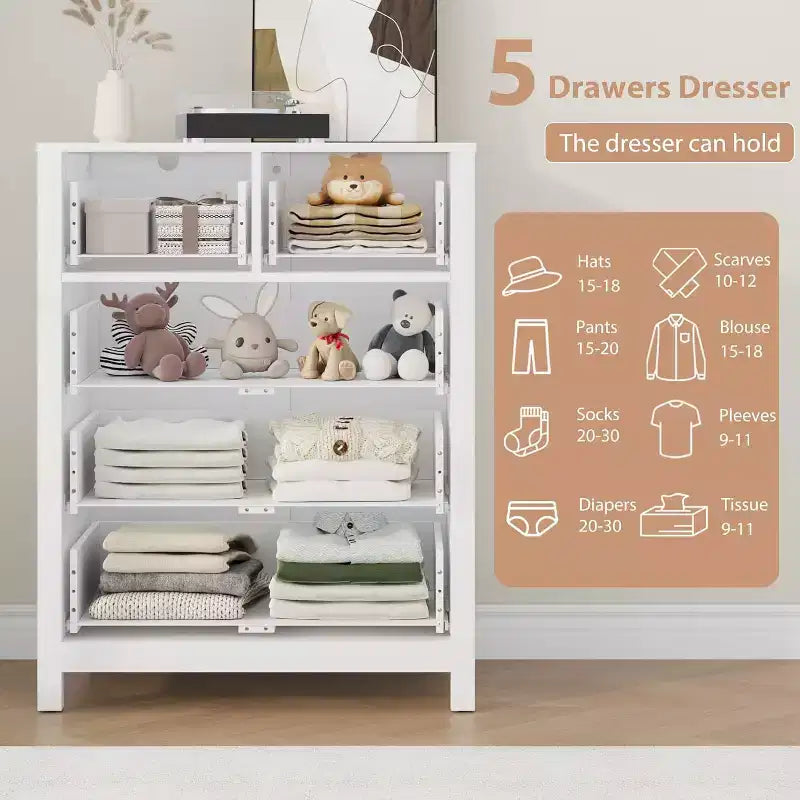 Comò in Legno con Finitura Naturale, Cassettiera Moderna per Camera da Letto, Cameretta e Corridoio