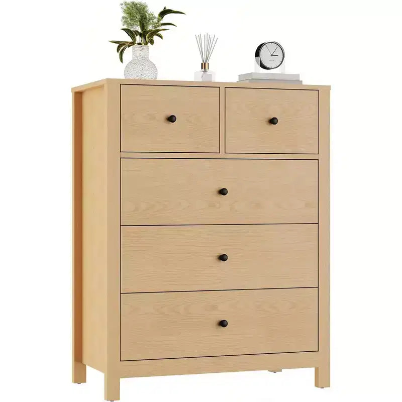 Comò in Legno con Finitura Naturale, Cassettiera Moderna per Camera da Letto, Cameretta e Corridoio