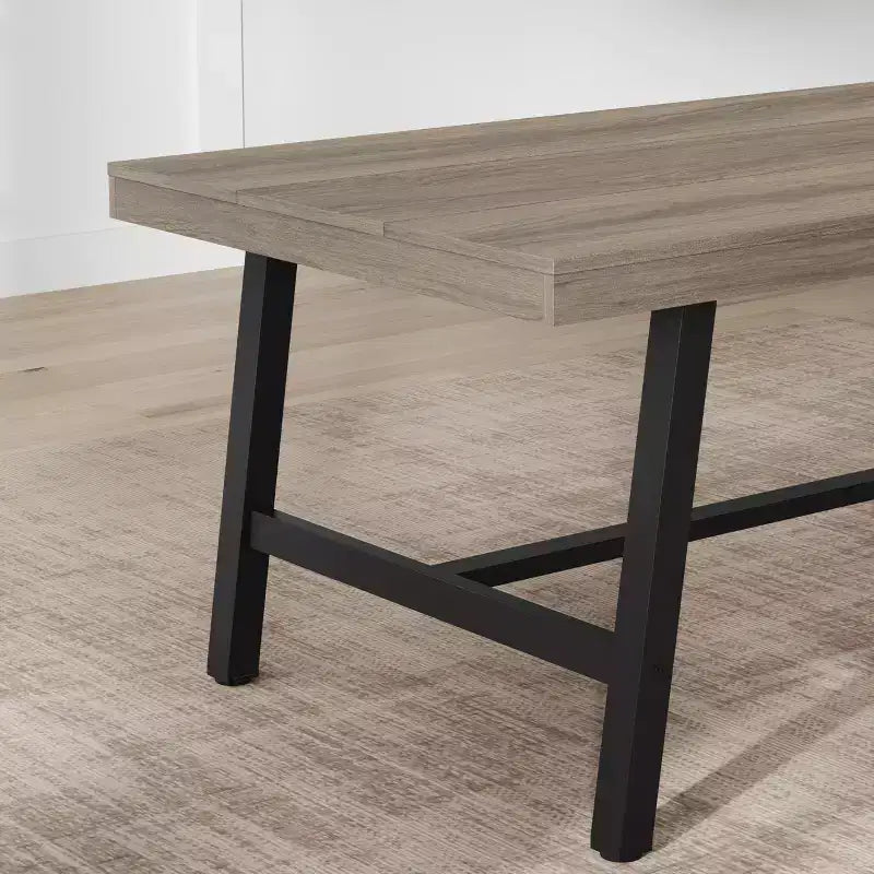 Tavolo da pranzo rettangolare da 152 cm per 6-8 persone, tavolo da pranzo grande e lungo con piano in legno rustico, struttura robusta in metallo, stile industriale moderno