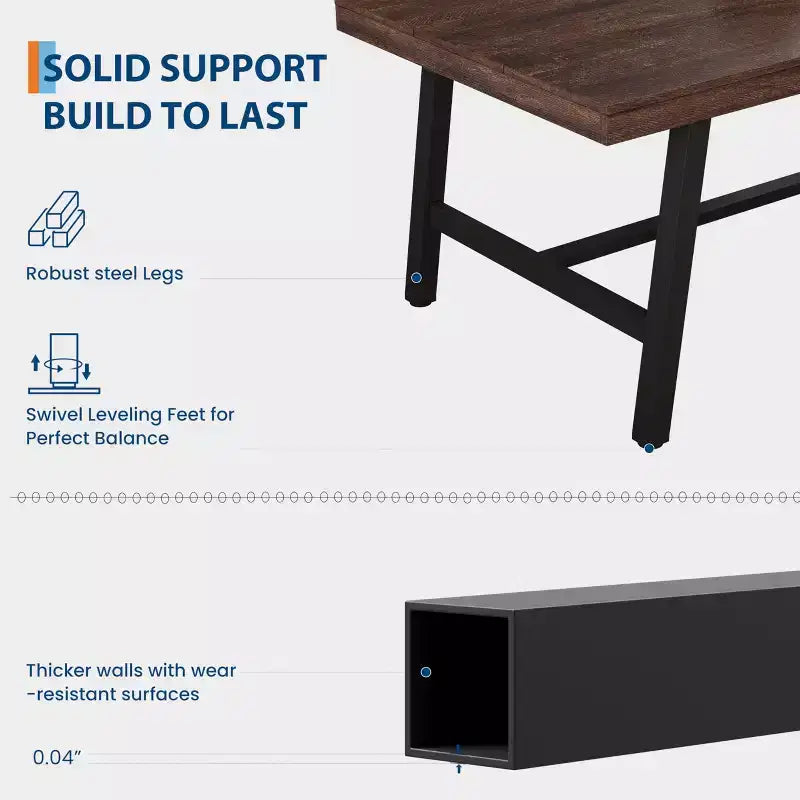 Tavolo da pranzo rettangolare da 152 cm per 6-8 persone, tavolo da pranzo grande e lungo con piano in legno rustico, struttura robusta in metallo, stile industriale moderno