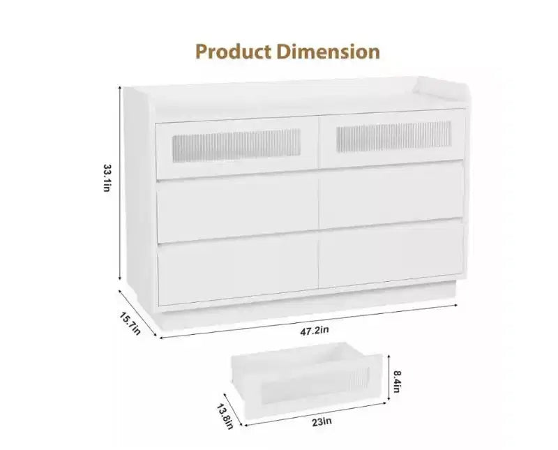 Cassettiera per camera da letto, 120 cm Comò in legno con 2 cassetti in vetro per ingresso e organizzazione