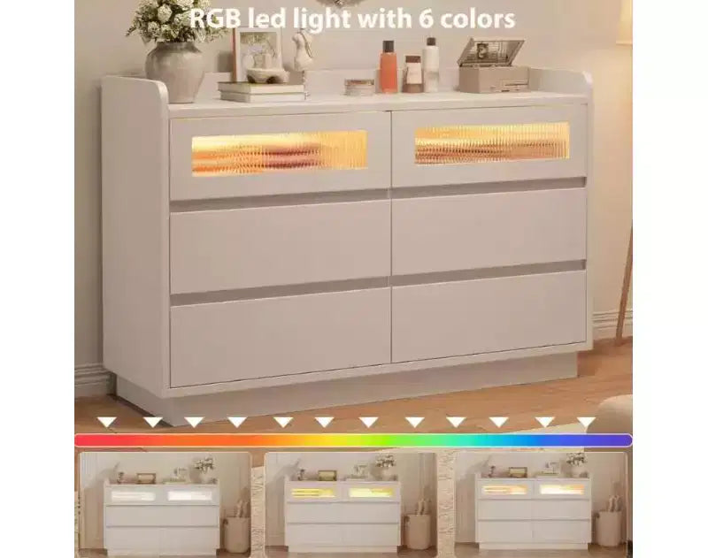 Cassettiera per camera da letto, 120 cm Comò in legno con 2 cassetti in vetro per ingresso e organizzazione